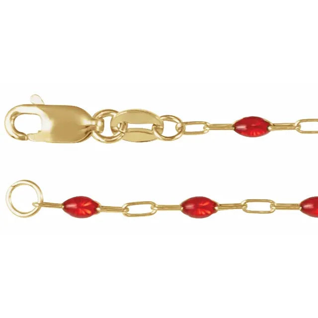 14K Yellow Gold-Filled 1.6 mm Enamel Bead Paperclip-Style 16" Chain Nutcracker