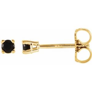 14K Yellow Gold 2.5 mm Natural Black Onyx Earrings