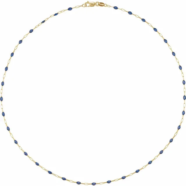 14K Yellow Gold-Filled 1.6 mm Enamel Bead Paperclip-Style 16" Chain Nutcracker