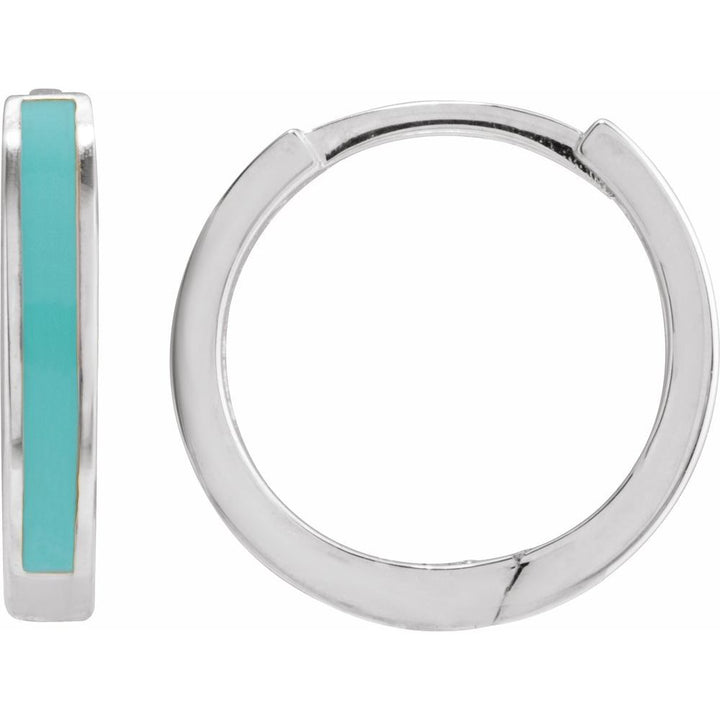 Turquoise Enamel Hinged Hoops
