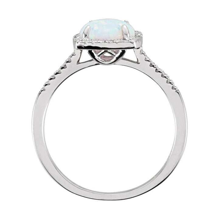 Sterling Silver Lab-Grown White Opal & .01 CTW Natural Diamond Ring
