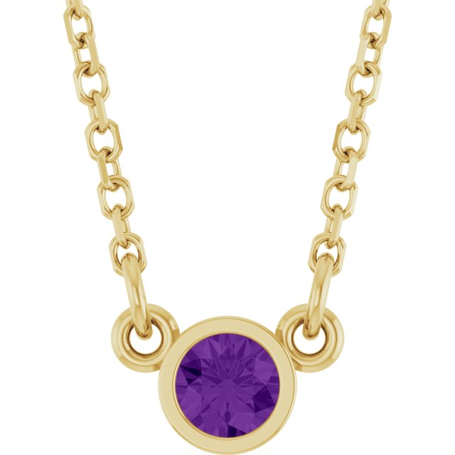 Bezel-Set Solitaire Birthstone Necklace