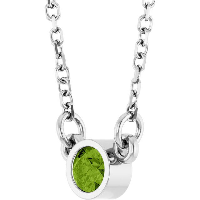 Bezel-Set Solitaire Birthstone Necklace