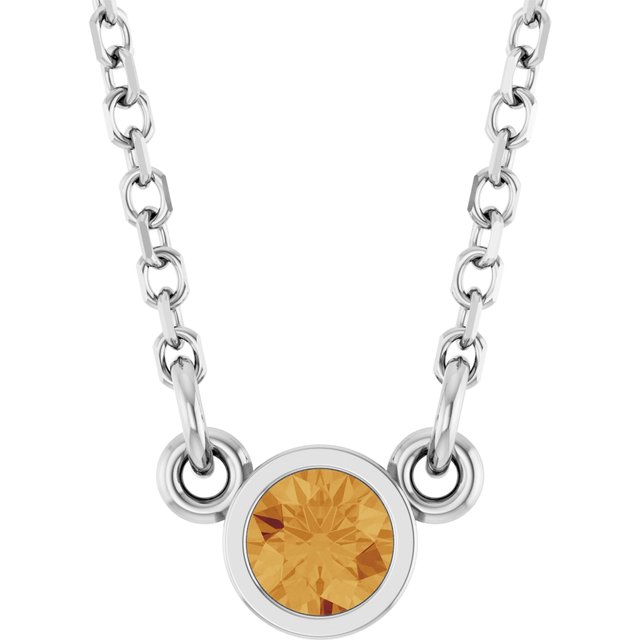 Bezel-Set Solitaire Birthstone Necklace