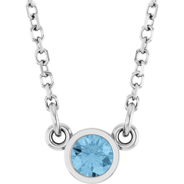 Bezel-Set Solitaire Birthstone Necklace