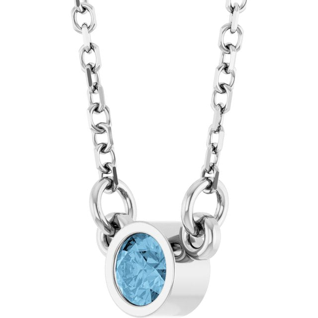 Bezel-Set Solitaire Birthstone Necklace