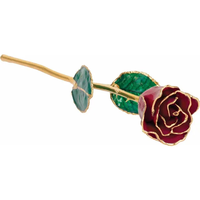Lacquered Red Rose with Gold Trim