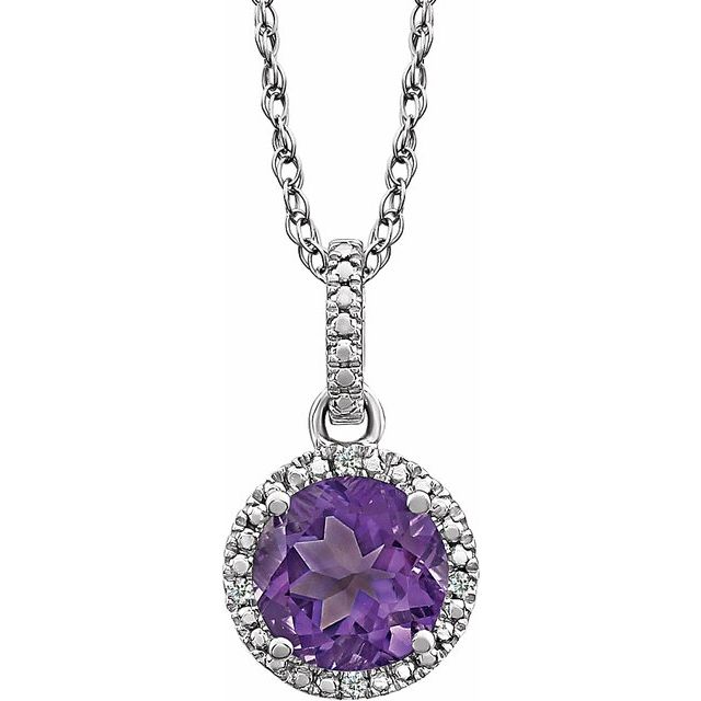 Halo-Style Birthstone Necklace