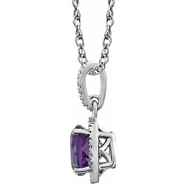 Halo-Style Birthstone Necklace