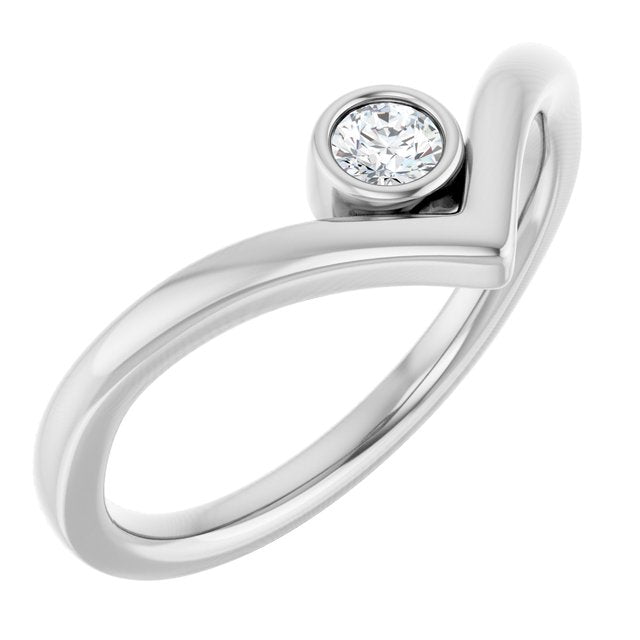 Bezel-Set Solitaire V Ring