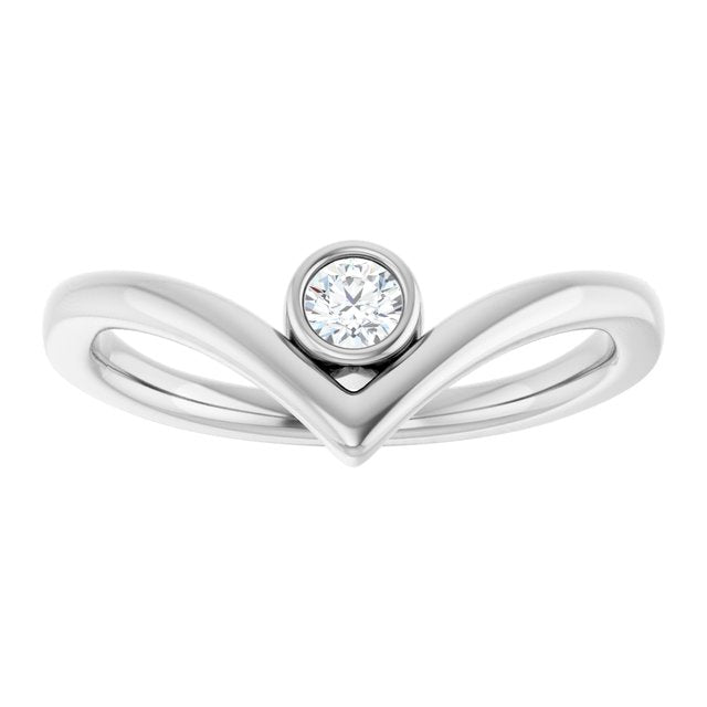 Bezel-Set Solitaire V Ring