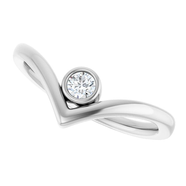 Bezel-Set Solitaire V Ring