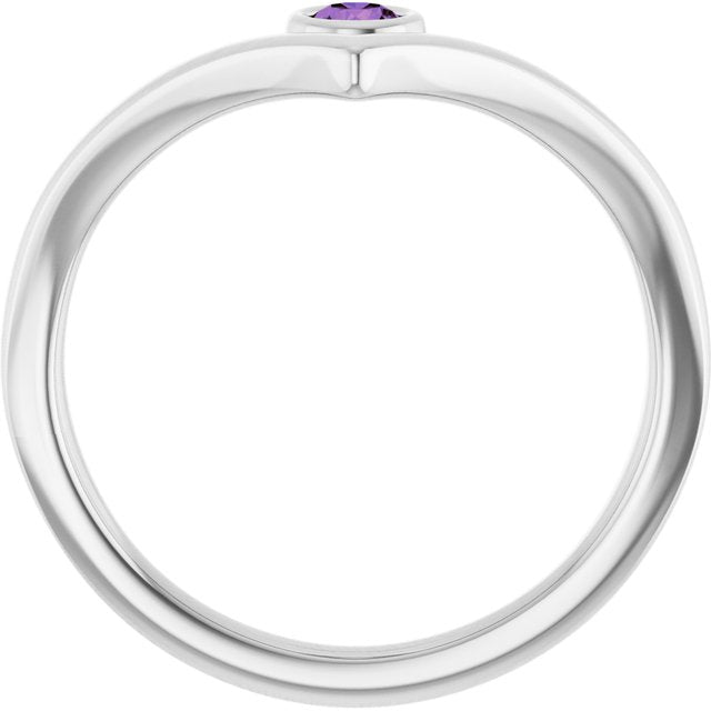 Bezel-Set Solitaire V Ring