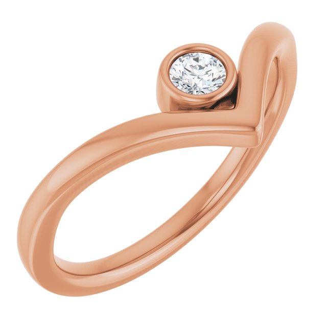 Bezel-Set Solitaire V Ring