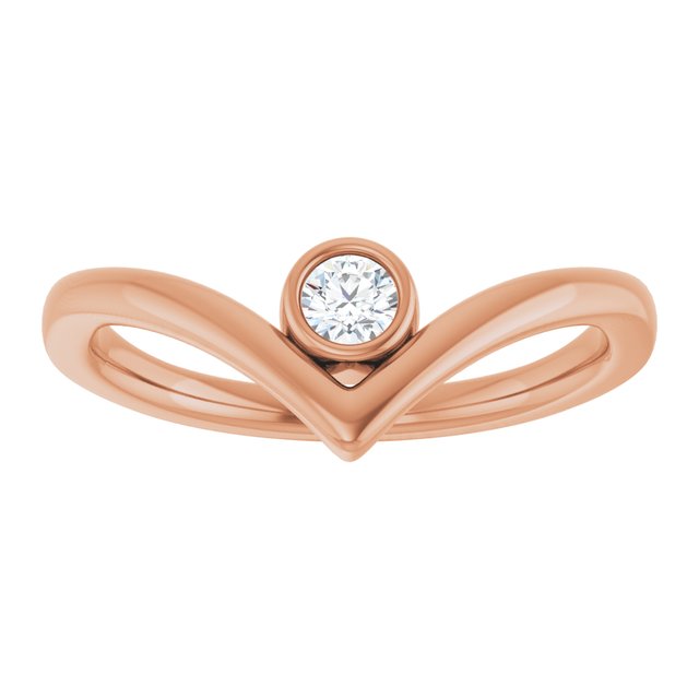 Bezel-Set Solitaire V Ring