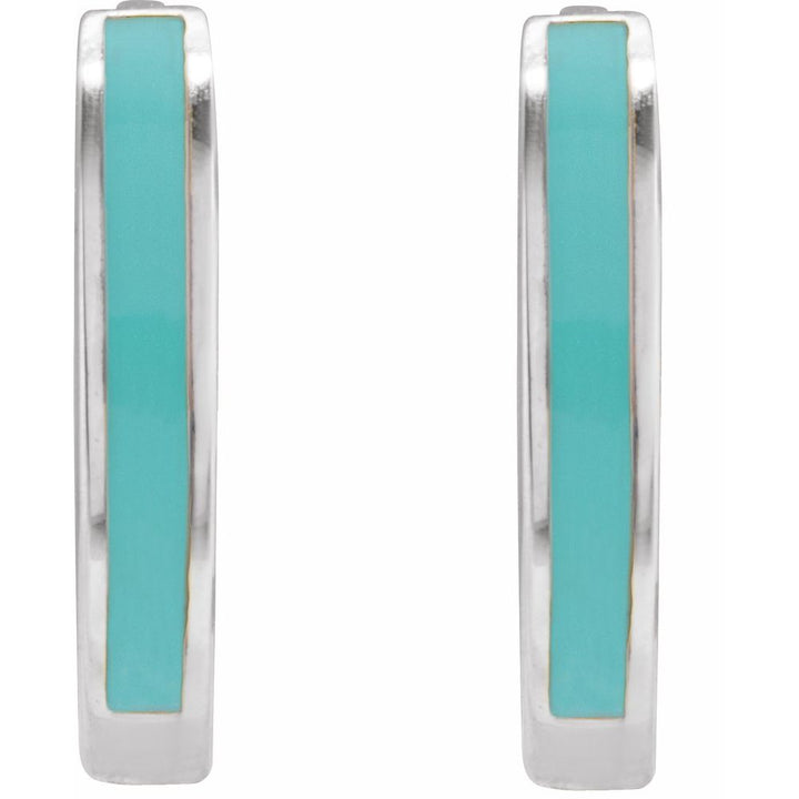 Turquoise Enamel Hinged Hoops