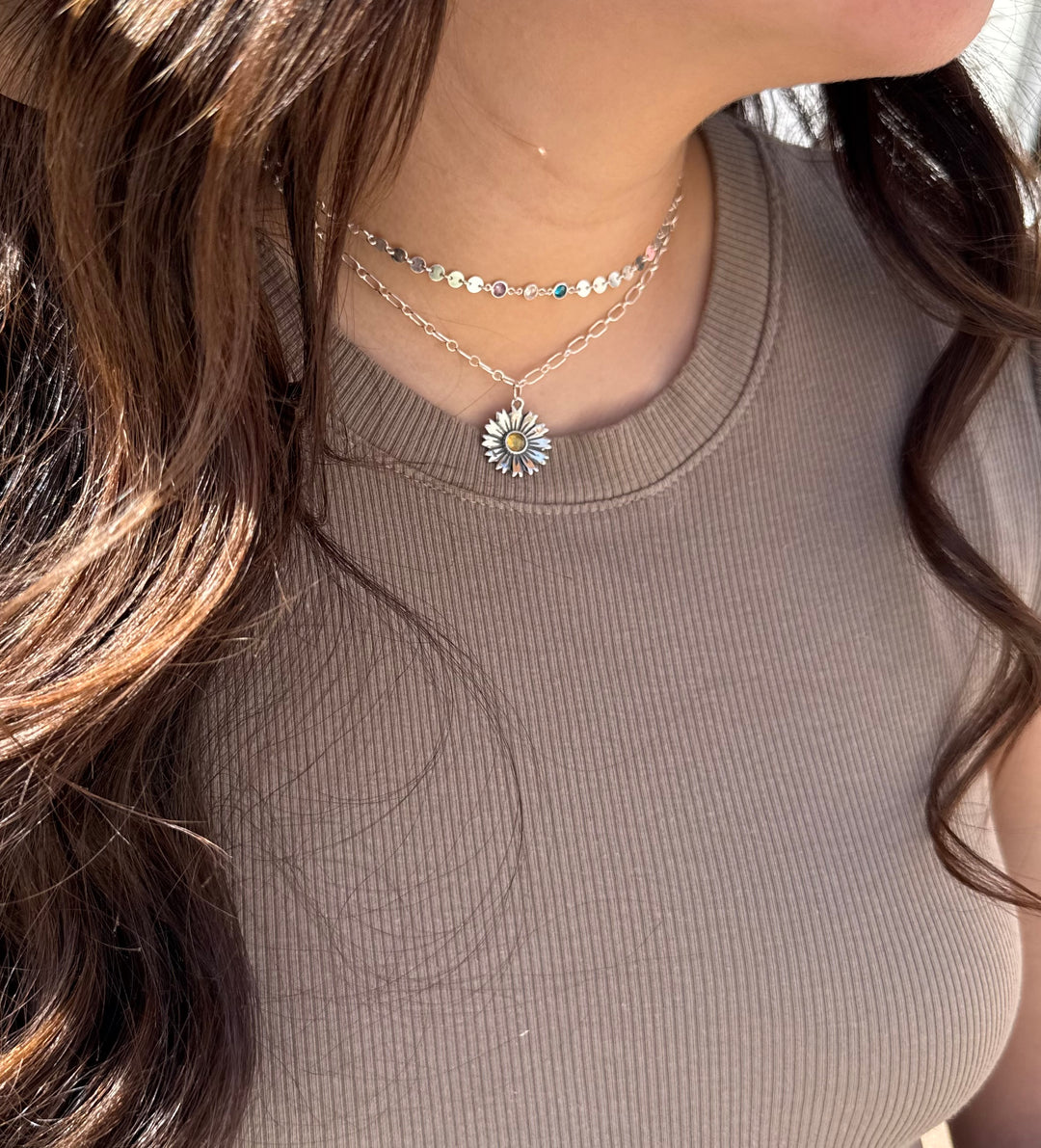 Elegant Silver Flower Necklace