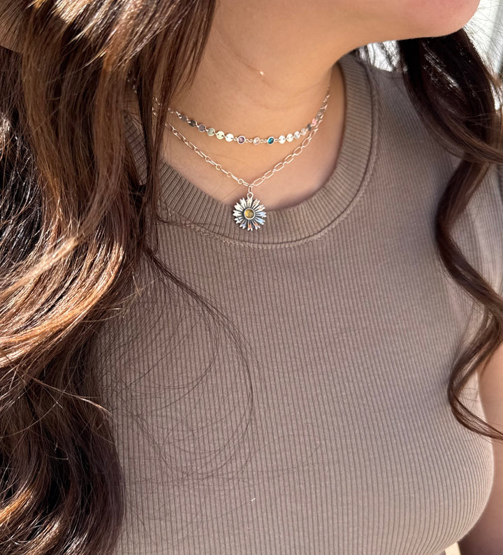 Elegant Silver Flower Necklace