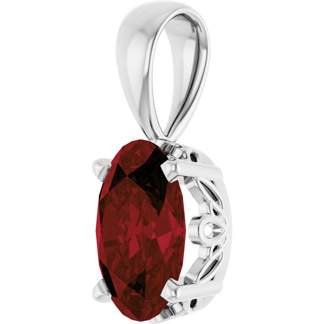 Oval 4-Prong Solitaire Pendant