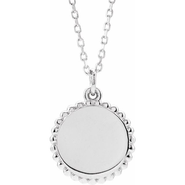 Engravable Beaded Disc Necklace or Pendant