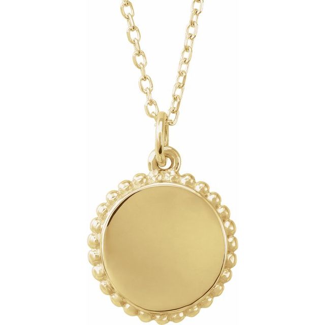 Engravable Beaded Disc Necklace or Pendant