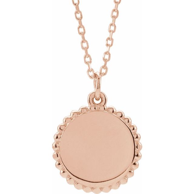 Engravable Beaded Disc Necklace or Pendant