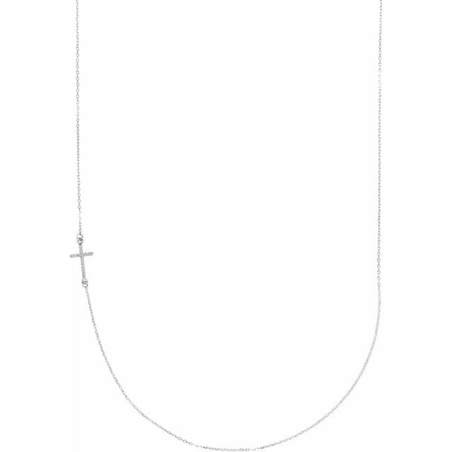 Accented Sideways Cross Necklace