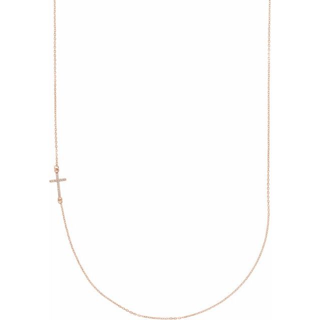 Accented Sideways Cross Necklace