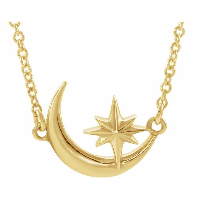 Crescent Moon & Star Necklace or Center