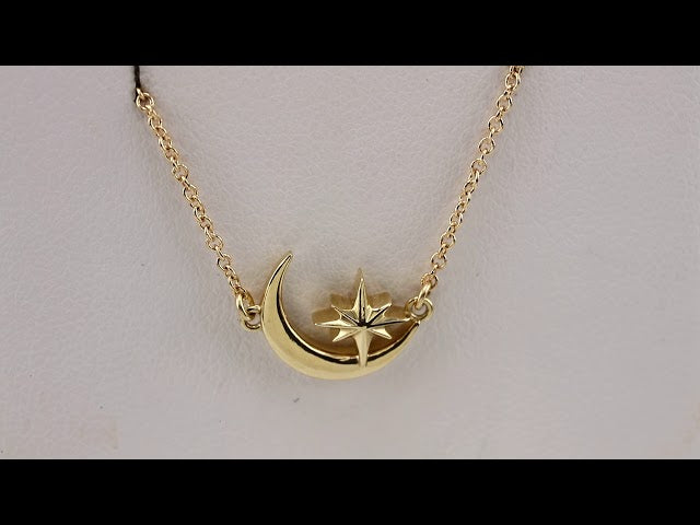 Crescent Moon & Star Necklace or Center