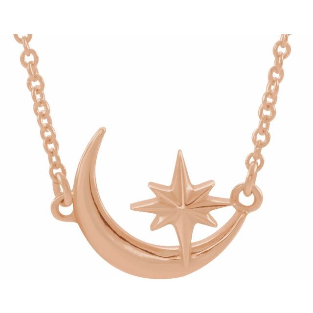 Crescent Moon & Star Necklace or Center