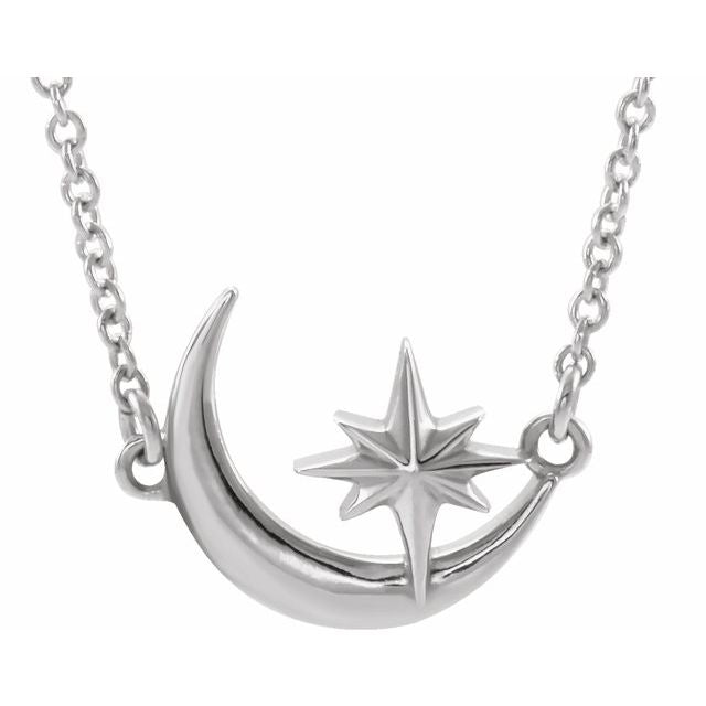 Crescent Moon & Star Necklace or Center