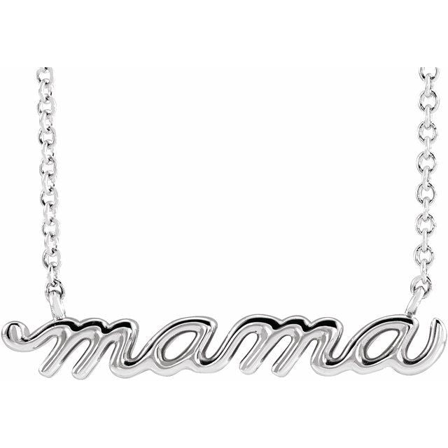 Petite Mama Script Necklace or Center