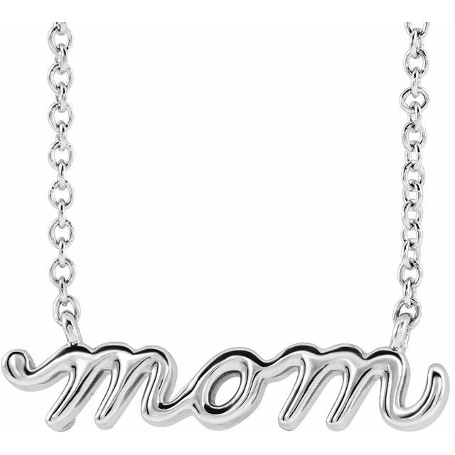 Petite Mom Script Necklace or Center