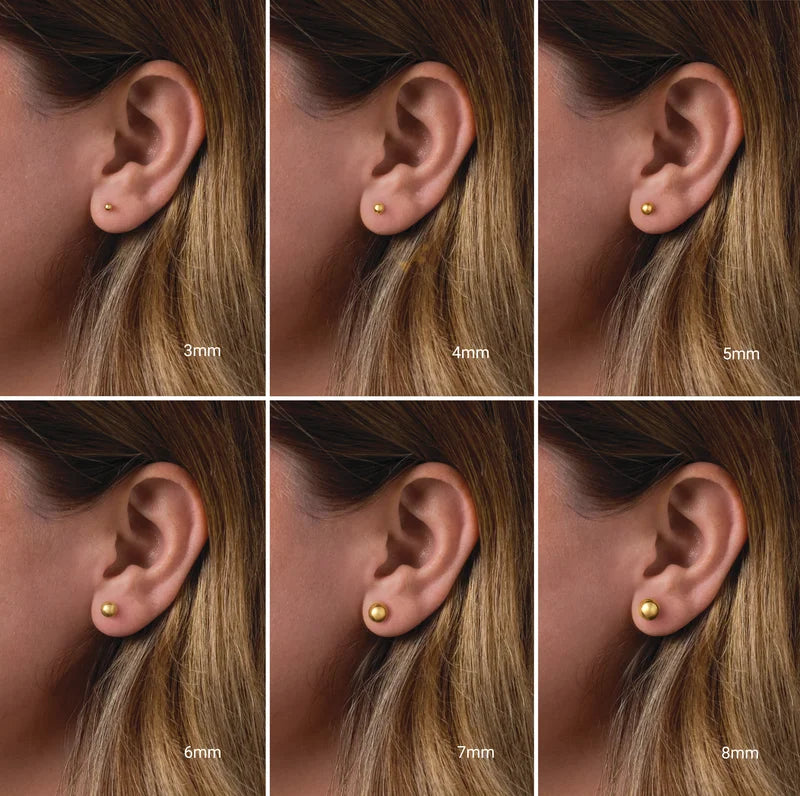 24K Gold-Plated Stainless Steel Ball Inverness® Piercing Stud Earrings