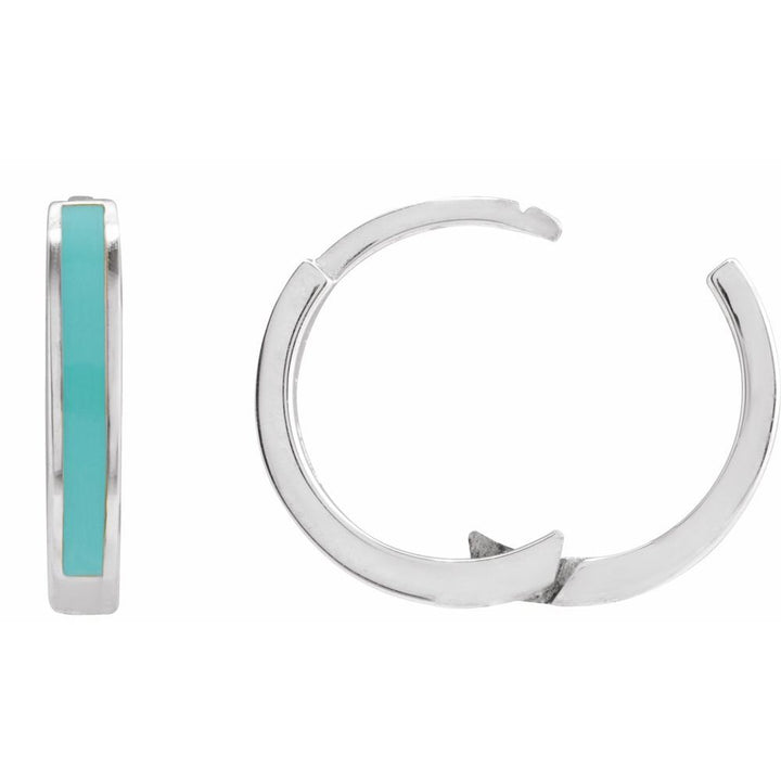 Turquoise Enamel Hinged Hoops