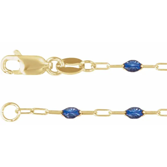 14K Yellow Gold-Filled 1.6 mm Enamel Bead Paperclip-Style 16" Chain Nutcracker