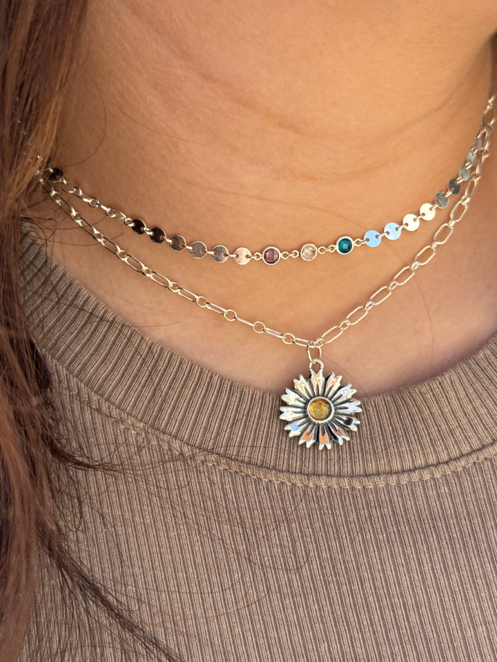 Elegant Silver Flower Necklace