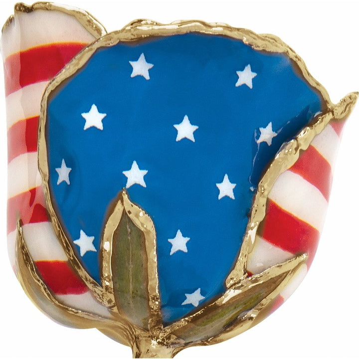 24k Gold Trim Patriotic Rose with Lacquered Petals