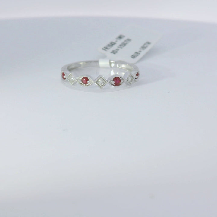 10K White Ruby and Diamond Ring