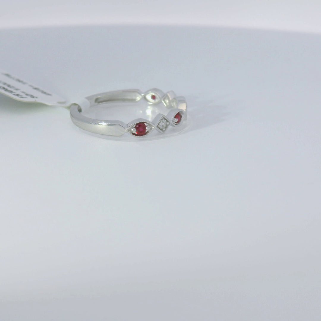 10K White Ruby and Diamond Ring