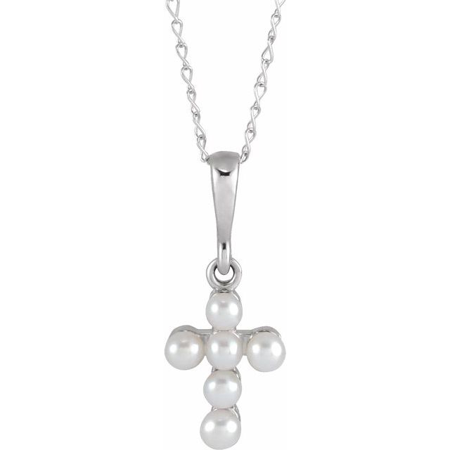 Pearl Youth Cross Necklace or Pendant