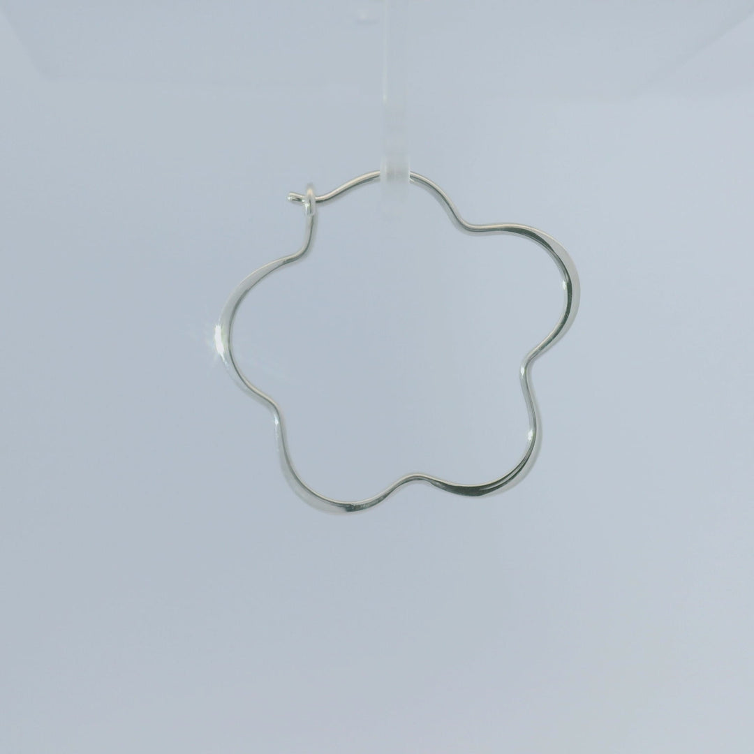 Flower Sterling Silver Hoop Earrings