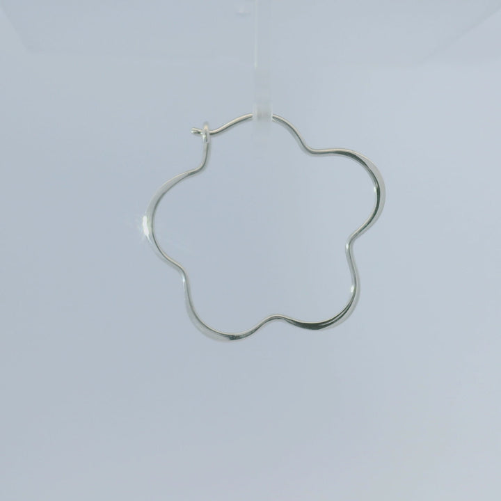 Flower Sterling Silver Hoop Earrings