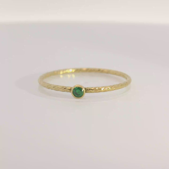 Elegant Gold Filled Stacking Ring with Emerald Size 6